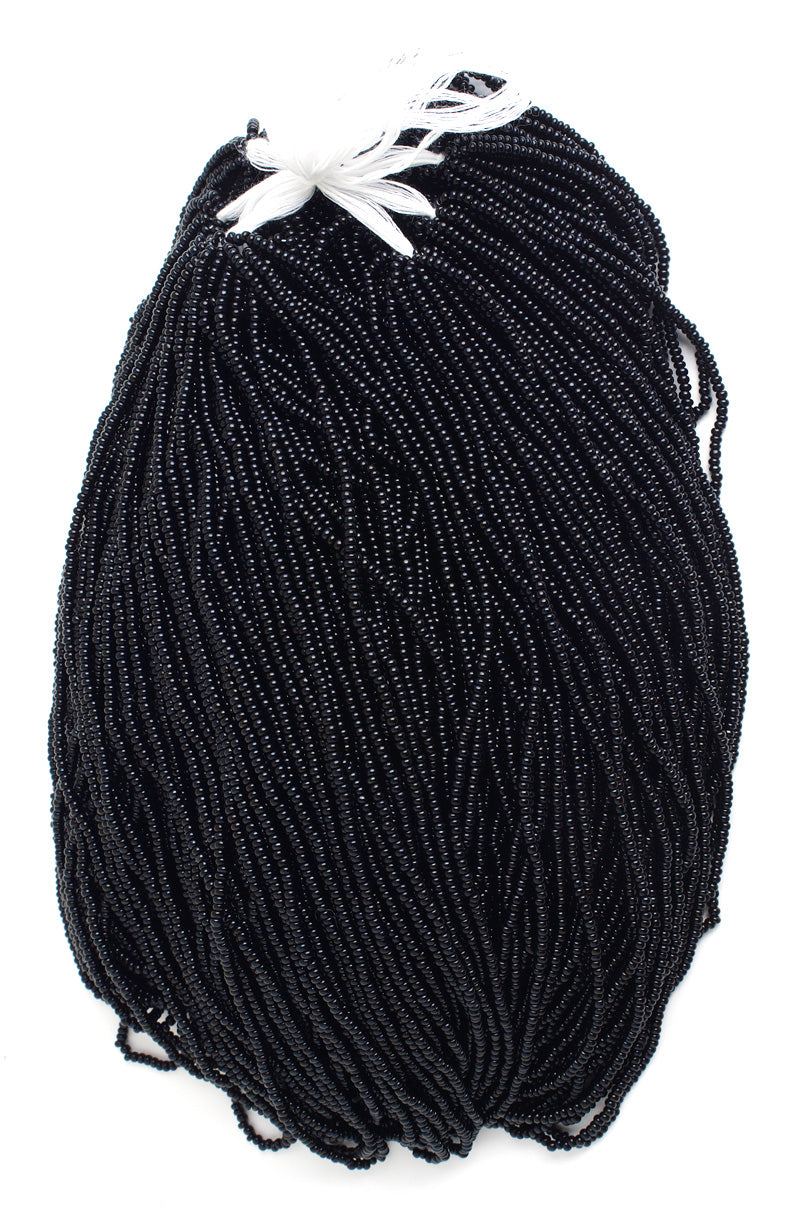 Czech Seed Bead Hank 11/0 Opaque Black | Alberta Bead Store