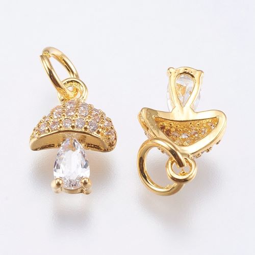 Mushroom Pave Charm 18K Plated 2pcs - Crystals and Sun Signs