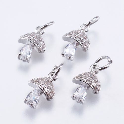 Mushroom Pave Charm Platinum Plated 2pcs | Crystals and Sun Signs Co