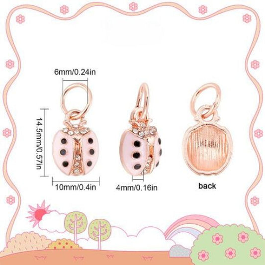 Pink Ladybug Rose Gold Charm 1pc | Crystals and Sun Signs Co