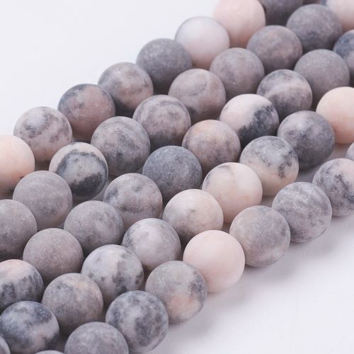 Pink Zebra Jasper Frosted Bead - Crystals and Sun Signs