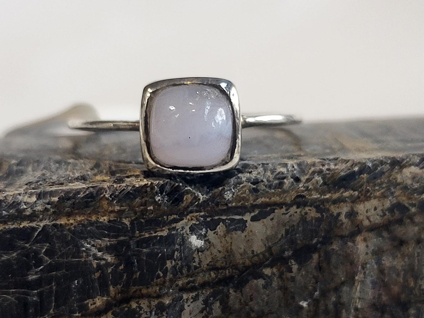 Sterling Silver Blue Lace Agate Ring - Premium from Heart N Lotus - Shop now at Crystals and Sun Signs Co