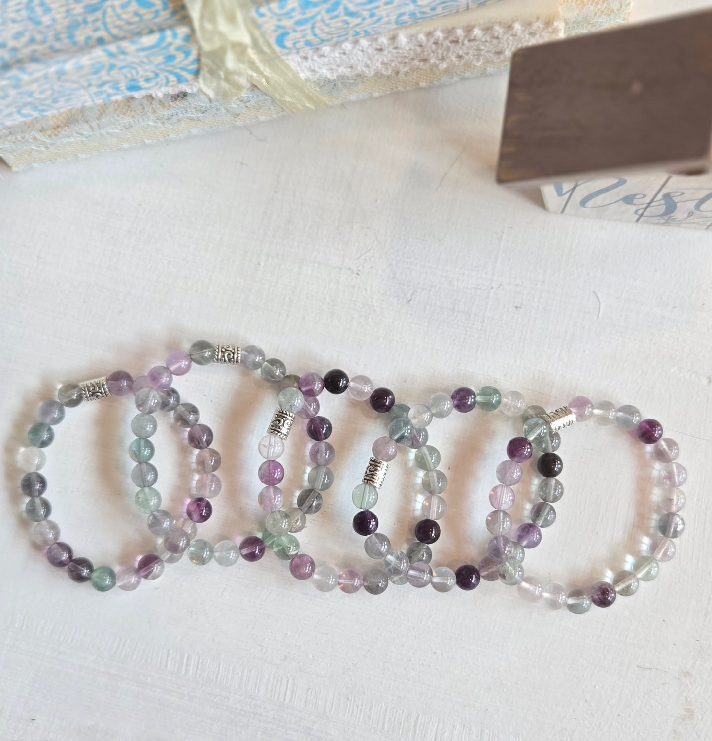 Fluorite Gemstone Bead Bracelet
