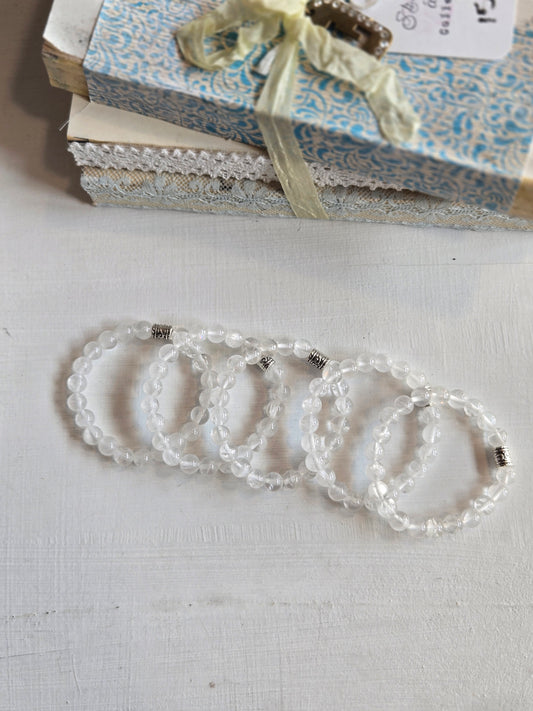 Clear Quartz Gemstone Bead Bracelet