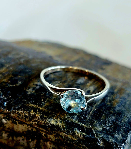 Sterling Silver Blue Topaz Ring - Witches Ink LTD - O/A Crystals and Sun Signs