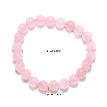 Rose Quartz Gemstone Bead Bracelet - Witches Ink LTD - O/A Crystals and Sun Signs