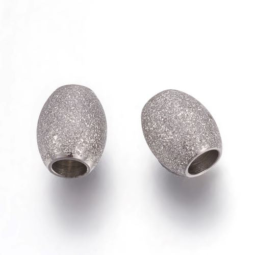 Connector Bead Ion Plated 304SS Textured Silver Oval 10pcs | Alberta Bead Store