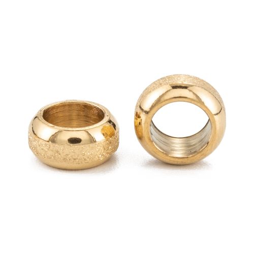 Tarnish Resistant Textured 201SS Rondelle Golden 5pcs | Alberta Bead Store