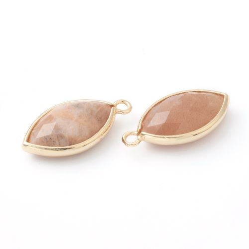 Sunstone Faceted Tear Drop Charm/Pendant with Gold 1pc | Alberta Bead Store