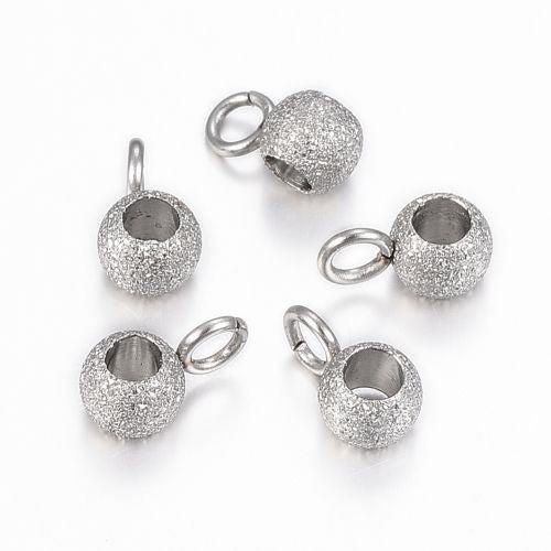 Bail Hanger Connector Textured Stainless Steel 5pc | Alberta Bead Store