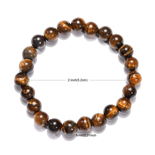 Tiger Eye Gemstone Bead Bracelet - Witches Ink LTD - O/A Crystals and Sun Signs