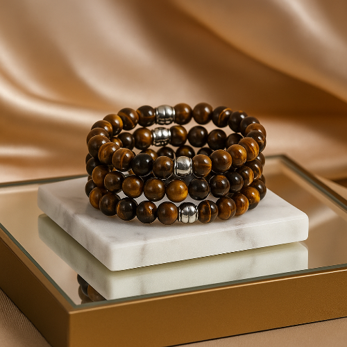 Tiger Eye Gemstone Healing bracelet in Red Deer