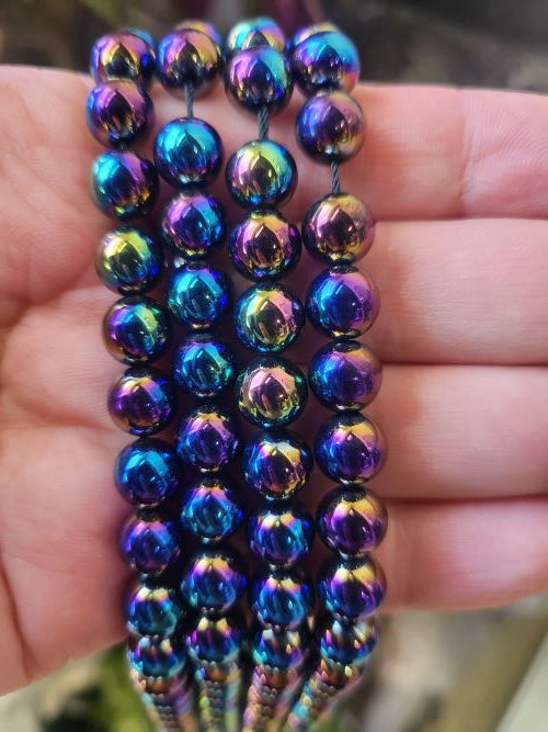 Titanium Plated Obsidian Gemstone Beads - All Sizes | Crystals and Sun Signs Co