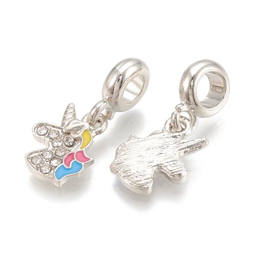 Unicorn Rhinestone and Enamel European Dangle Charm 5pcs | Crystals and Sun Signs Co