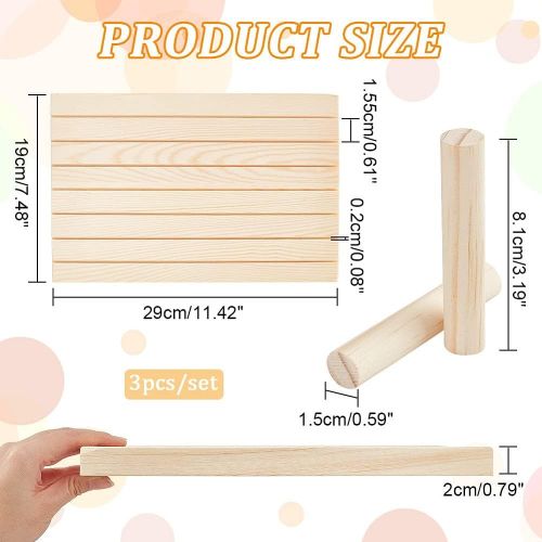 Wood Jewelry Card Display Natural 7 Slot | Alberta Bead Store