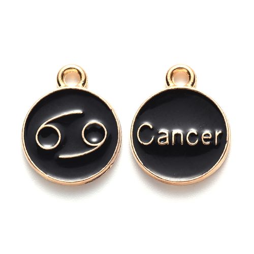 Enamel Charm Zodiac Black Light Gold 1 Set | Alberta Bead Store