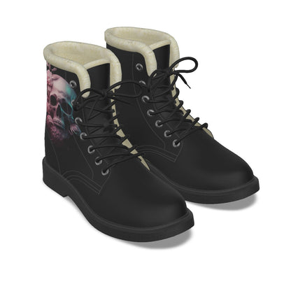 Roses & Skulls Delight Women's Plush Martin Boots - Witches Ink LTD - O/A Crystals and Sun Signs