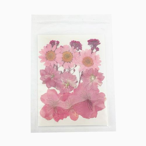 Dried pressed flowers, stickers, glitters