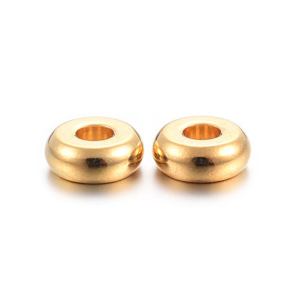 Spacer Flat Round 18K Plated 304SS Gold 5mm 20pcs | Alberta Bead Store