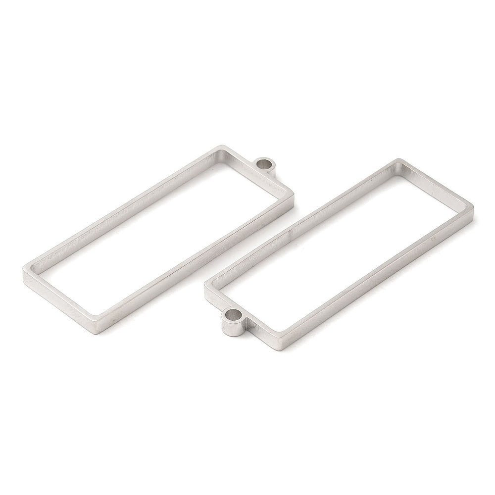 Open Back Rectangle Bezel Pendant 304SS Silver for Resin Jewelry 5pc | Alberta Bead Store
