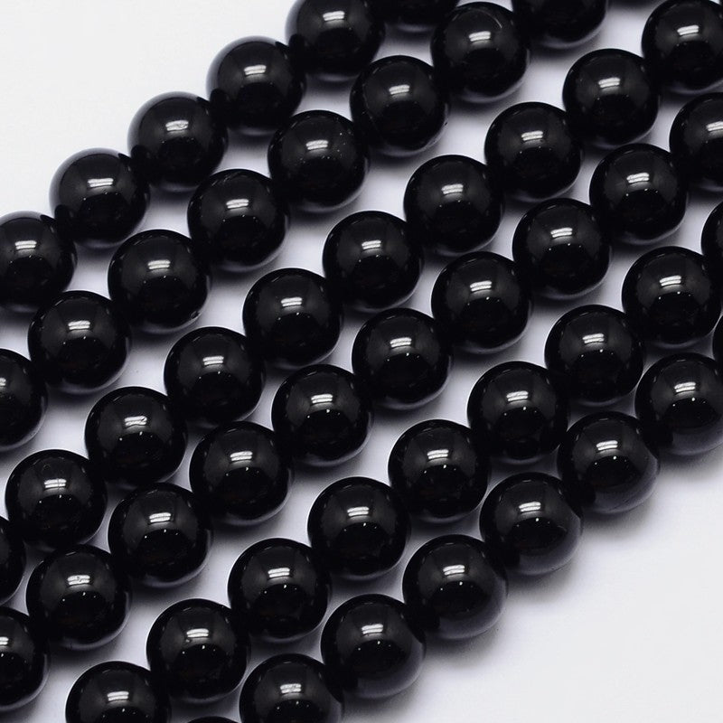 Black Tourmaline Gemstone Beads Strands - All Sizes - Premium Beads from Crystals and Sun Signs Co - Shop now at Witches Ink LTD