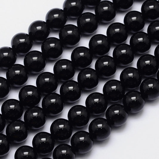 Black Tourmaline Gemstone Beads Strands - All Sizes - Witches Ink LTD - O/A Crystals and Sun Signs