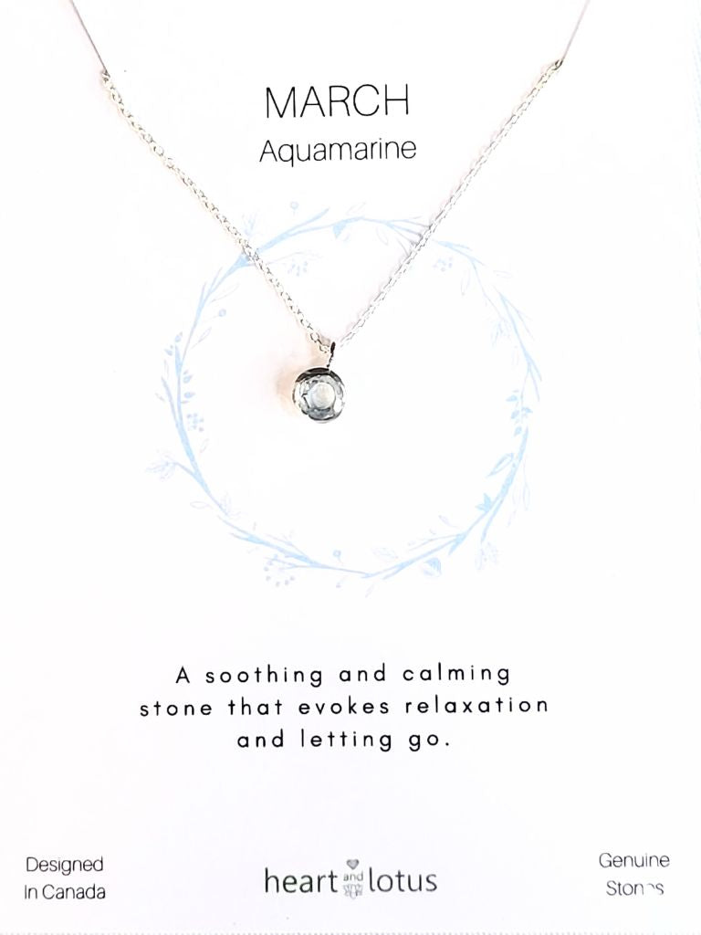 Sterling Silver Birthstone Necklace | Heart and Lotus