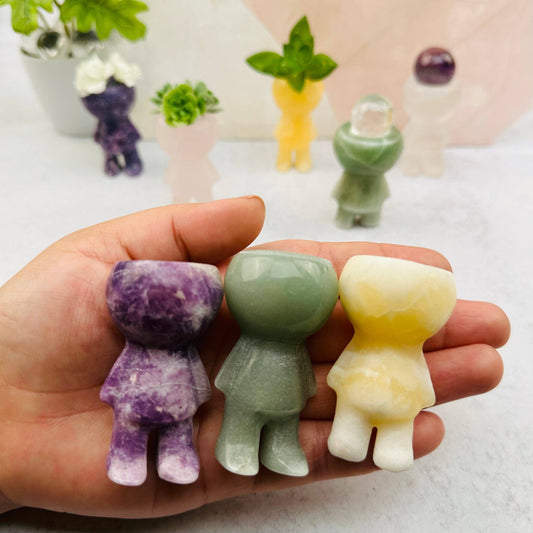 Crystal Gemstone Carved Mini Plant Holder for Air Plants: Green Aventurine