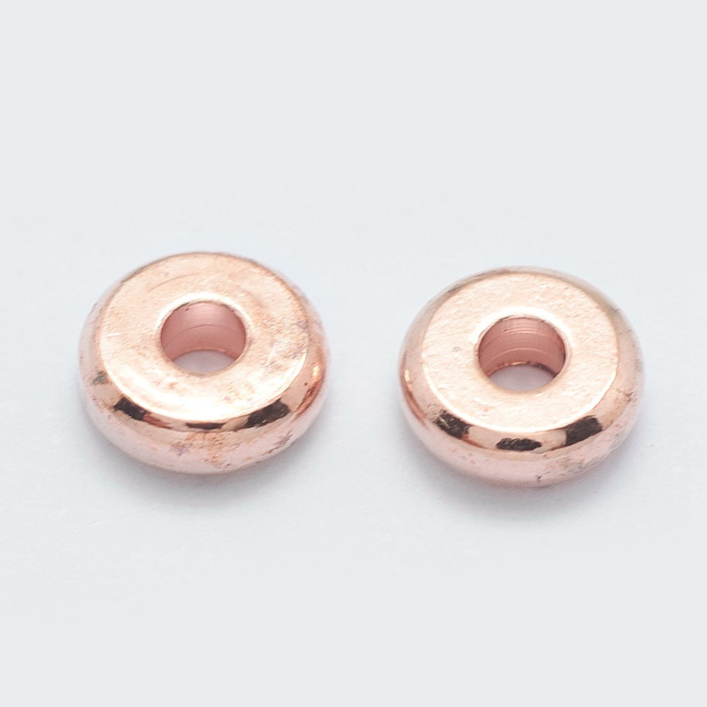 Spacer Flat Round Rose Gold 6mm 50pc | Alberta Bead Store