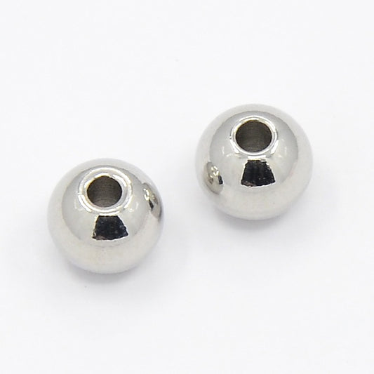 Connector Bead 304SS Stainless Color Smooth Round 20pc | Alberta Bead Store