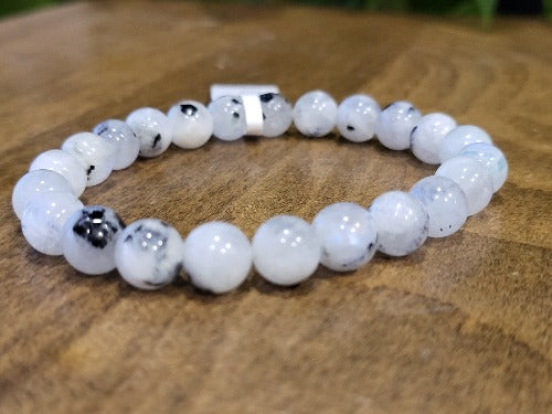 Natural Rainbow Moonstone Bracelet - Premium Bead from Crystals and Sun Signs Co - Shop now at Witches Ink LTD