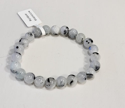 Natural Rainbow Moonstone Bracelet - Premium Bead from Crystals and Sun Signs Co - Shop now at Witches Ink LTD