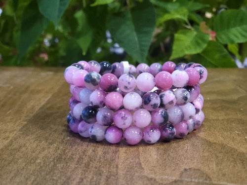 Pink, Grey and Black Dyed Jade Bracelet - Premium Bracelet from Crystals and Sun Signs Co - Shop now at Witches Ink LTD