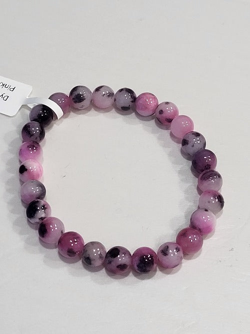 Pink, Grey and Black Dyed Jade Bracelet - Premium Bracelet from Crystals and Sun Signs Co - Shop now at Witches Ink LTD