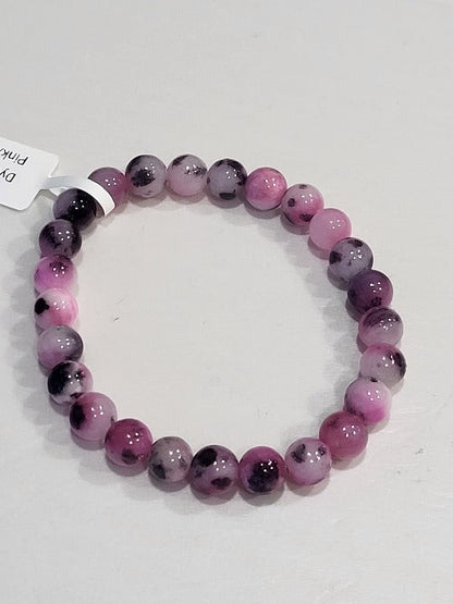 Pink, Grey and Black Dyed Jade Bracelet - Witches Ink LTD - O/A Crystals and Sun Signs