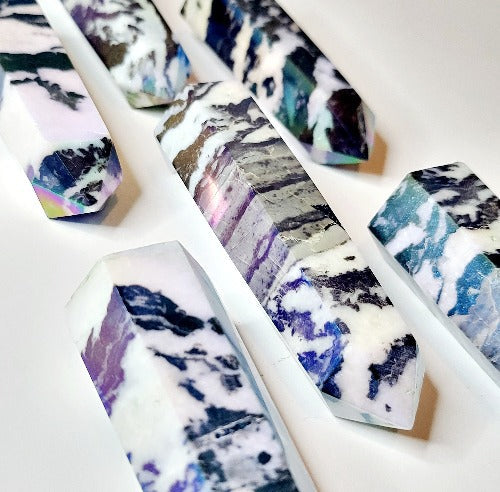 Aura Zebra Jasper Gemstone Tower | Crystals and Sun Signs Co