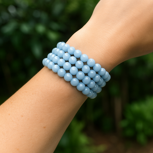 Chalcedony Gemstone Bead Bracelet | The Stone to Support Emotional Resilience