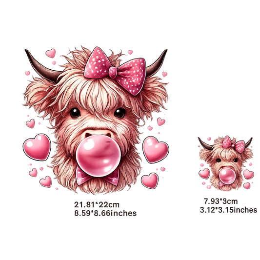 Highland Cow Valentine Heat Transfer