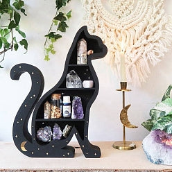 Wooden Shelf Display Sitting Cat - Witches Ink LTD - O/A Crystals and Sun Signs