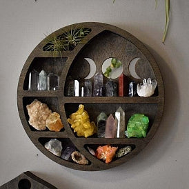 Wooden Shelf Display Cresent Moon - Witches Ink LTD - O/A Crystals and Sun Signs