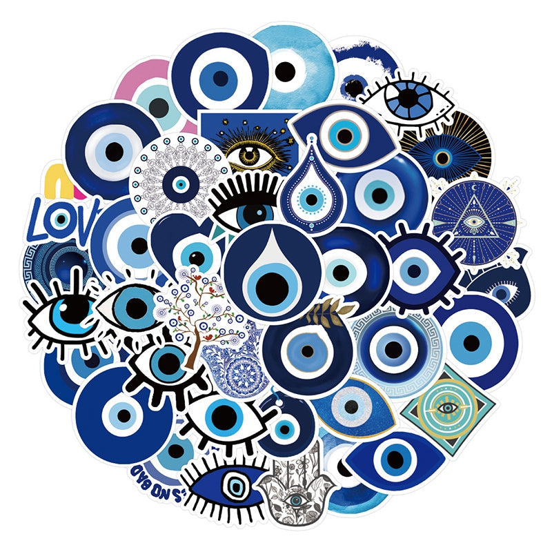 Evil Eye PVC Vinyl Stickers 50pcs | Crystals and Sun Signs Co
