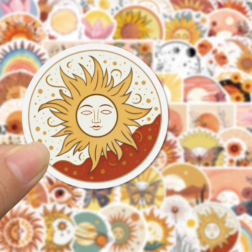 BOHO Sunshine PVC Vinyl Stickers 50pcs - Witches Ink LTD - O/A Crystals and Sun Signs