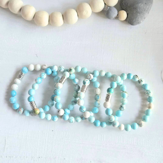 Magnesite Turquoise Gemstone Bead Bracelet | The Stone of a Calm Mind