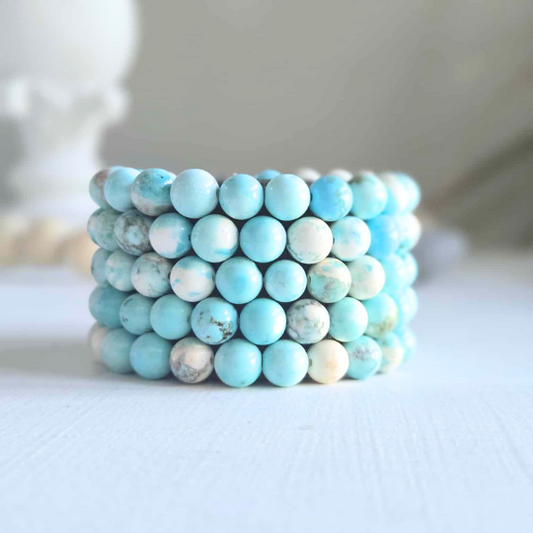 Magnesite Turquoise Gemstone Bead Bracelet | The Stone of a Calm Mind