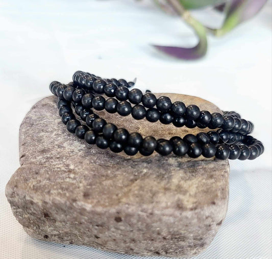 Shungite Gemstone 4MM Bead Bracelet - Premium Bracelet from WitchesInkCanada - Shop now at Crystals and Sun Signs Co