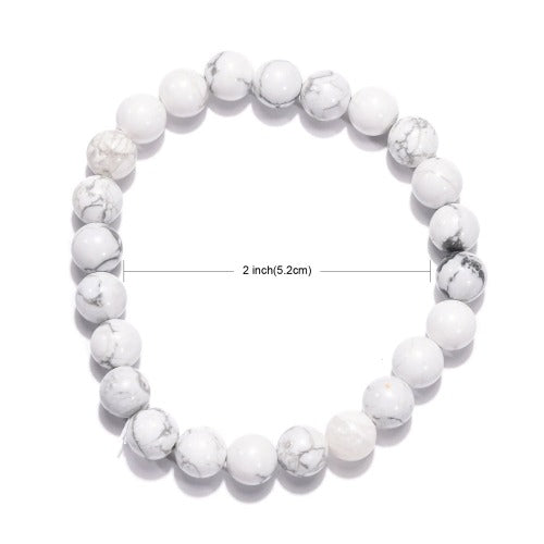Howlite Gemstone Bead Bracelet 8MM - Premium Bracelet from Crystals and Sun Signs Co - Shop now at Witches Ink LTD