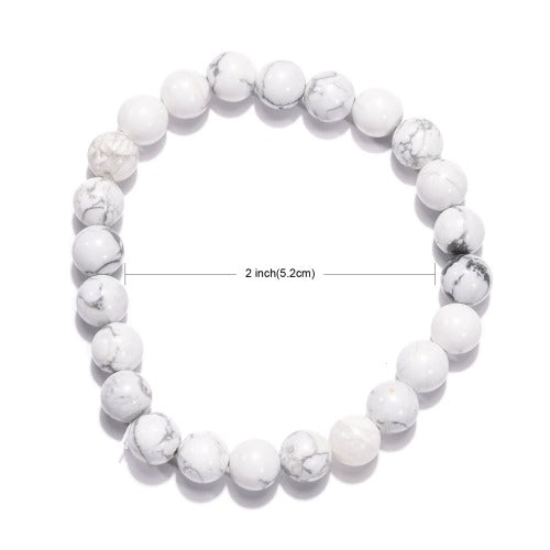 Howlite Gemstone Bead Bracelet 8MM | Crystals and Sun Signs Co