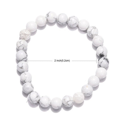 Howlite Gemstone Bead Bracelet 8MM | Crystals and Sun Signs Co