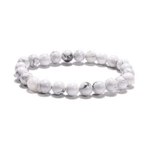 Howlite Gemstone Bead Bracelet 8MM | Crystals and Sun Signs Co