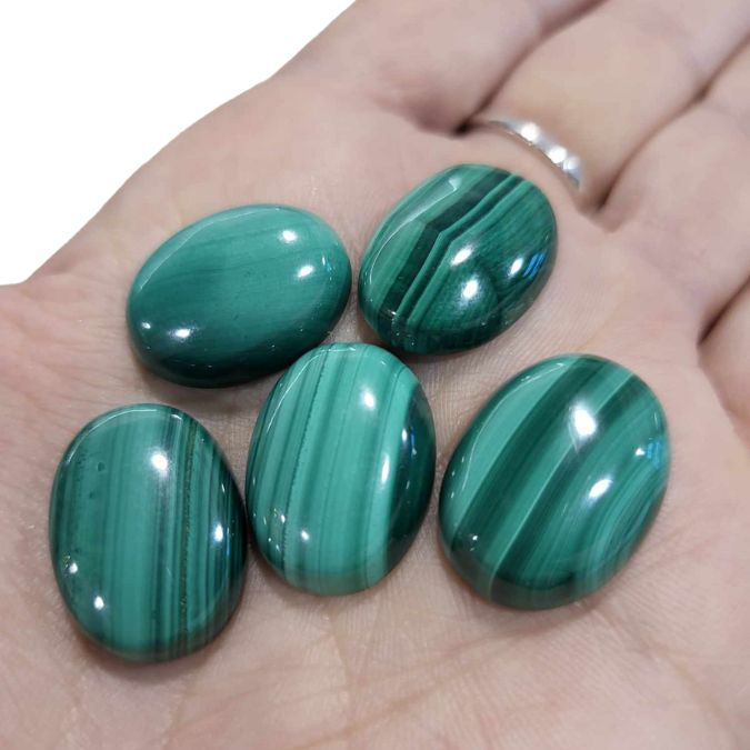 Malachite Gemstone Cabochon Oval Shape - Premium Cabochon from Crystals and Sun Signs Co - Shop now at Witches Ink LTD
